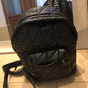 Zara black faux leather small backpack